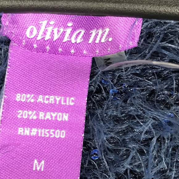 olivia m. Faux Fur Sequined Hi Low Sweater Stripe - Picture 6 of 8